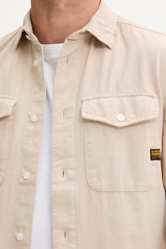 Памучна риза G-Star Raw Marine Slim D24963.D454 бежов