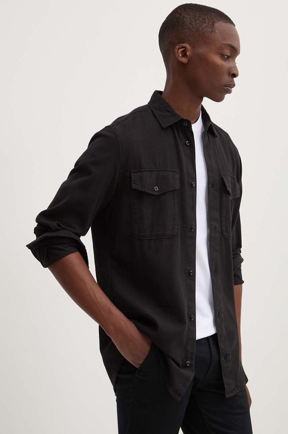G-Star Raw cămașă din bumbac Marine Slim lung negru D24963.D454