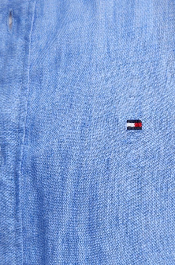 Tommy Hilfiger koszula lniana MW0MW34602 niebieski SS25
