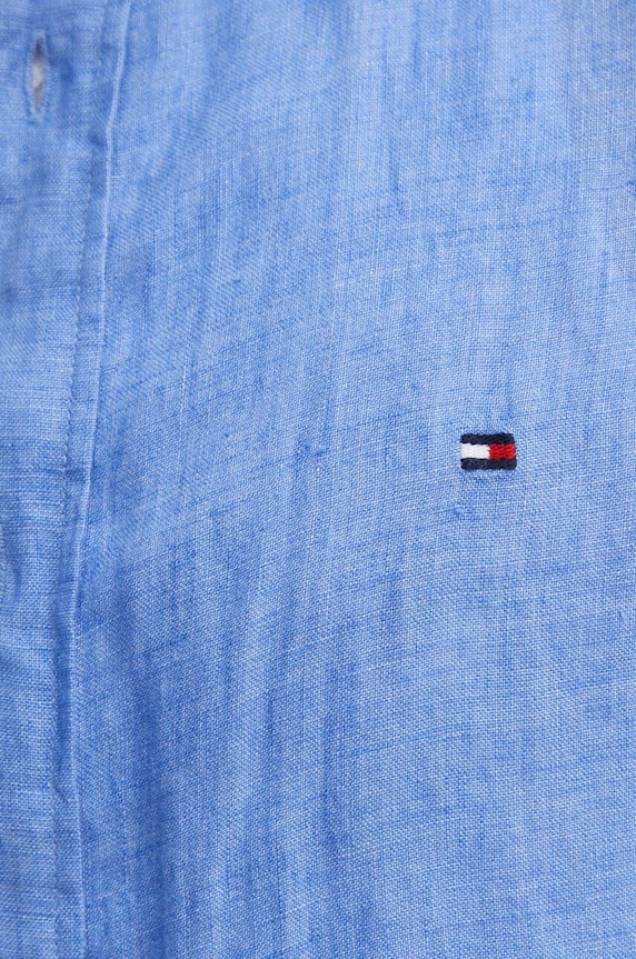 Tommy Hilfiger koszula lniana MW0MW34602 niebieski SS25