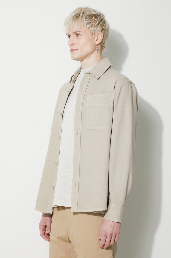 A.P.C. cotton shirt Surchemise Basile Brodee Poitrine beige COFCN.H02918.BAE