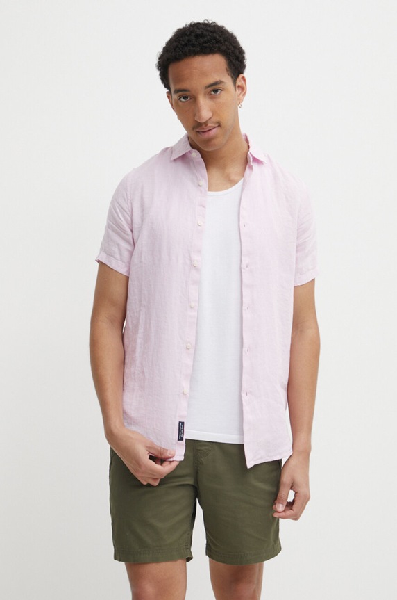 Superdry koszula lniana różowy M4010608A.M2F