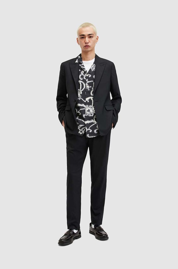Πουκάμισο AllSaints WEBS MS555Z μαύρο