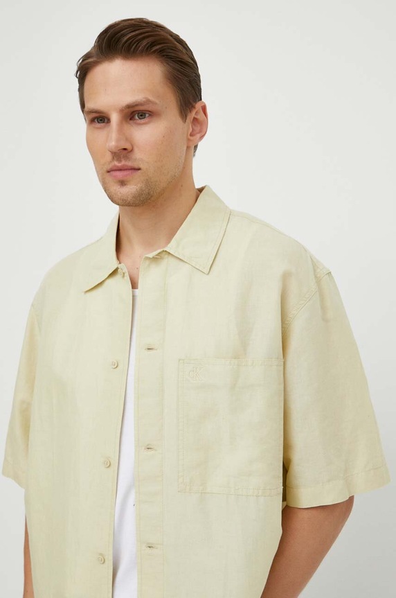 Calvin Klein Jeans len ing len szállal zöld J30J325173