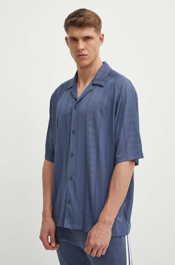 Košeľa adidas Originals relaxed modrá IT7499