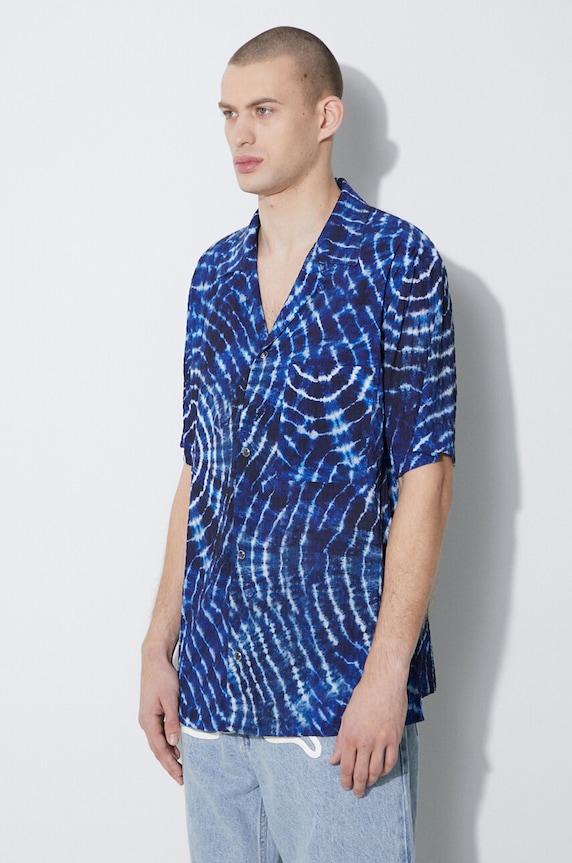 Marcelo Burlon cămașă Aop Soundwaves Hawaii Shirt scurt albastru CMGG001S24FAB0014501