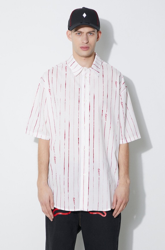 Pamučna košulja Marcelo Burlon County Pinstripes Over Shirt relaxed bijela CMGG004S24FAB0010128