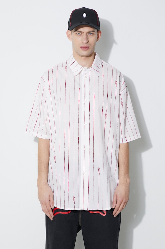 Pamučna košulja Marcelo Burlon County Pinstripes Over Shirt relaxed bijela CMGG004S24FAB0010128