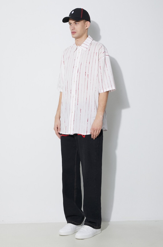Pamučna košulja Marcelo Burlon County Pinstripes Over Shirt CMGG004S24FAB0010128 bijela SS24