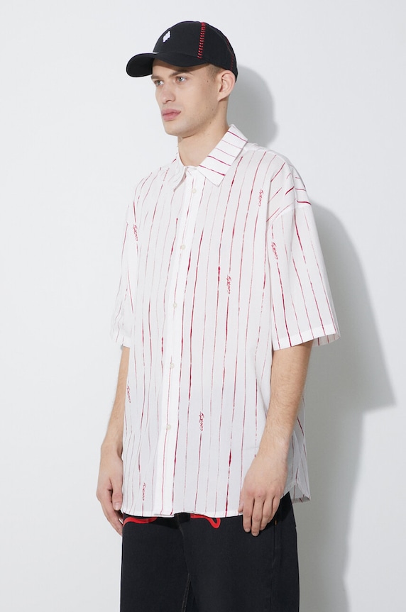 Pamučna košulja Marcelo Burlon County Pinstripes Over Shirt bijela CMGG004S24FAB0010128