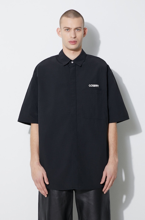 Košile Marcelo Burlon Logo Nylon Over Shirt relaxed černá CMGG005S24FAB0011001