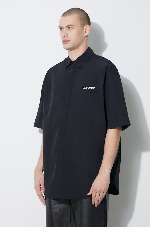 Košile Marcelo Burlon Logo Nylon Over Shirt černá CMGG005S24FAB0011001