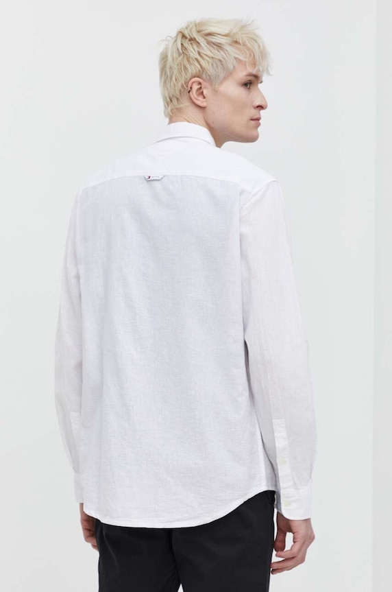 Tommy Jeans koszula z domieszką lnu biały DM0DM18962
