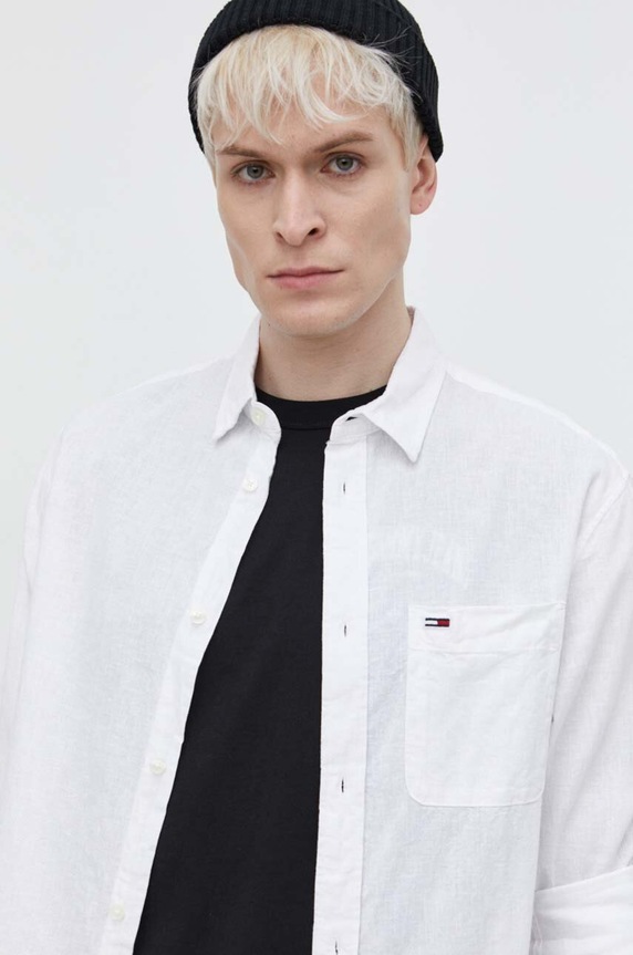 Tommy Jeans koszula z domieszką lnu DM0DM18962 biały