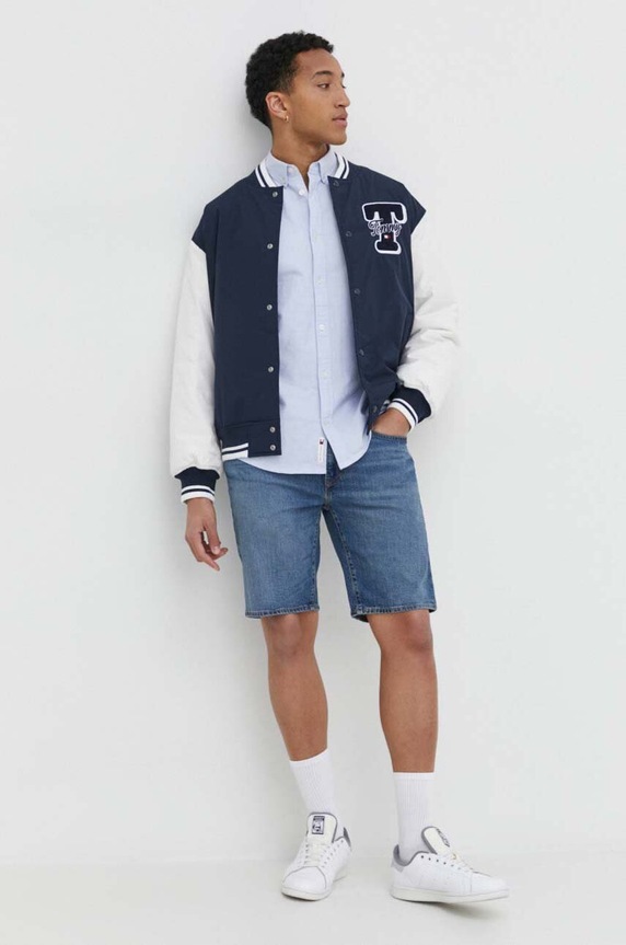 Tommy Jeans koszula bawełniana DM0DM19134 niebieski NC24