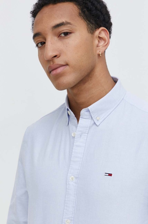 Tommy Jeans koszula bawełniana niebieski DM0DM19134