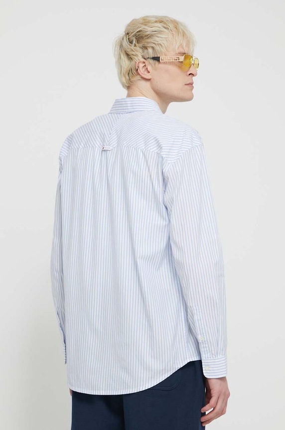 Odzież Tommy Jeans koszula bawełniana DM0DM18956 niebieski