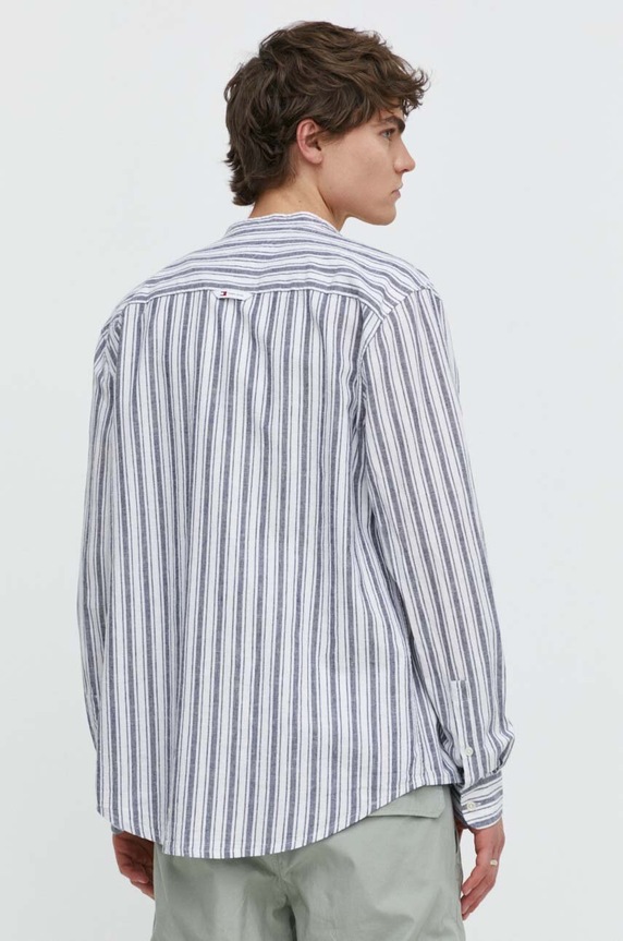 Tommy Jeans koszula z domieszką lnu biały DM0DM18960