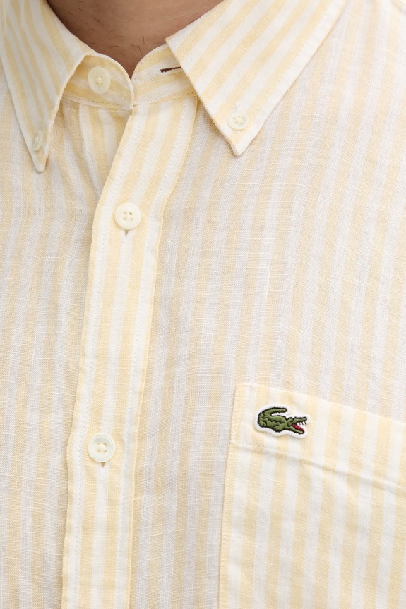 Lacoste риза мъжка от лен CH6985 жълт