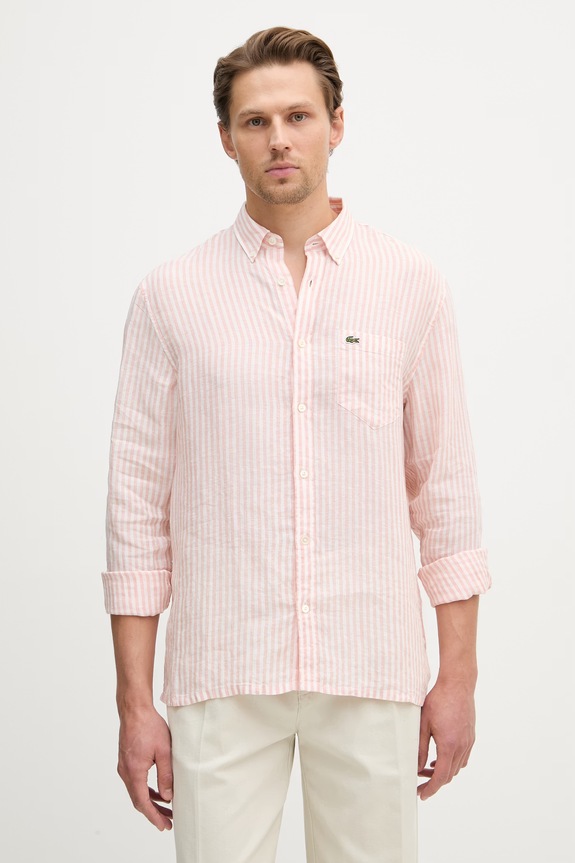 Lacoste shirt linen Men's pink CH6985