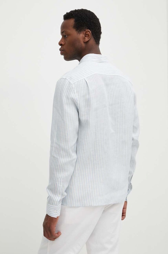 Lacoste cămașă pentru bărbați de in albastru CH6985