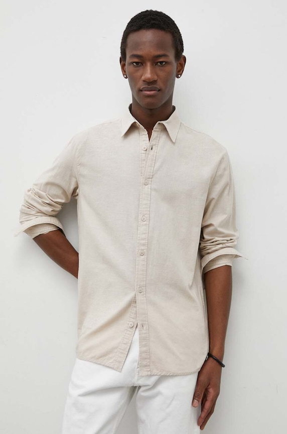 Bruuns Bazaar lenvászon ing len szállal bézs BBM2368