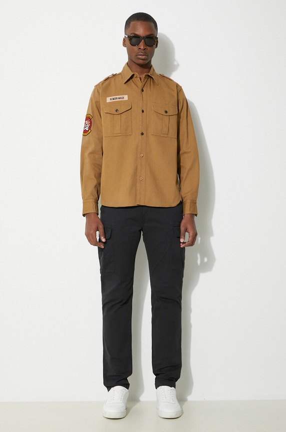Human Made camicia in cotone Boy Scout Shirt HM27SH001 beige SS24