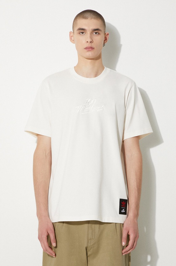 Хлопковая футболка adidas Originals 100T T Shirt бежевый IW4593