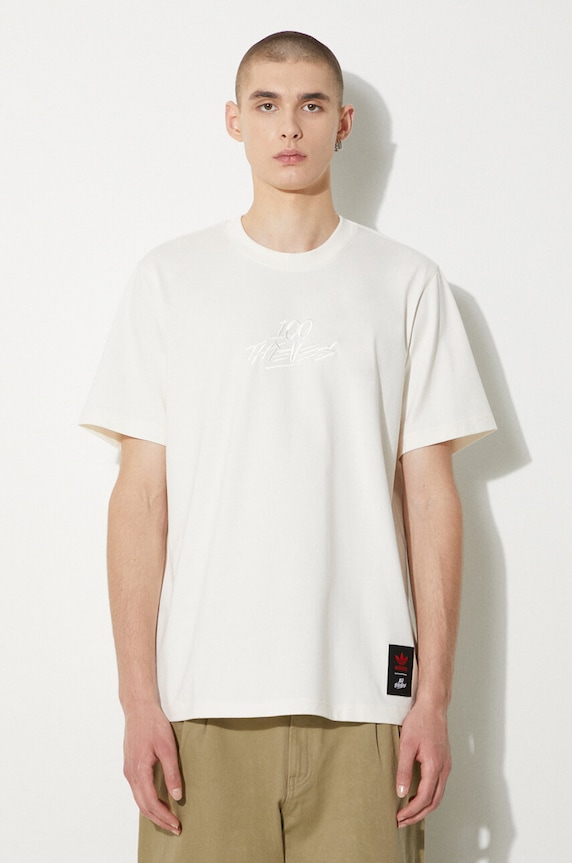 Хлопковая футболка adidas Originals 100T T Shirt бежевый IW4593