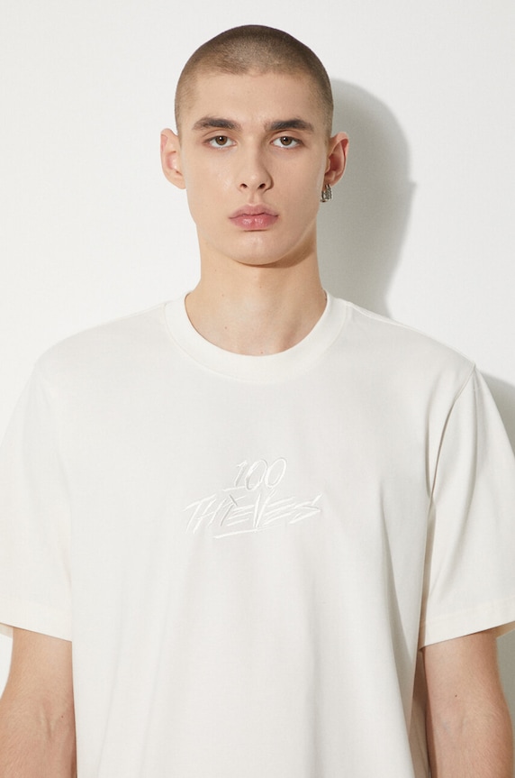 Хлопковая футболка adidas Originals 100T T Shirt IW4593 бежевый