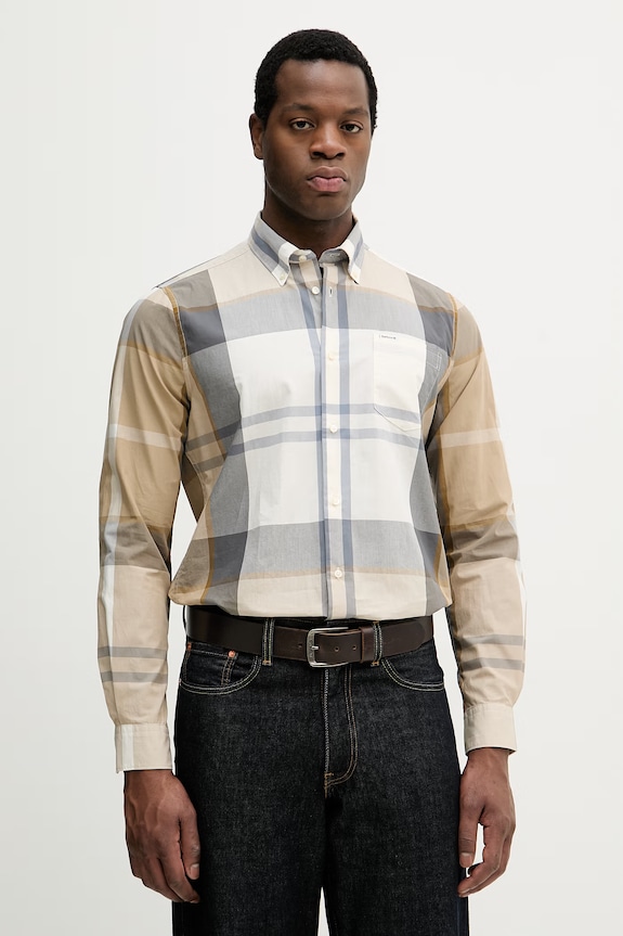 Barbour cămașă din bumbac Harris cu modele bej MSH5071
