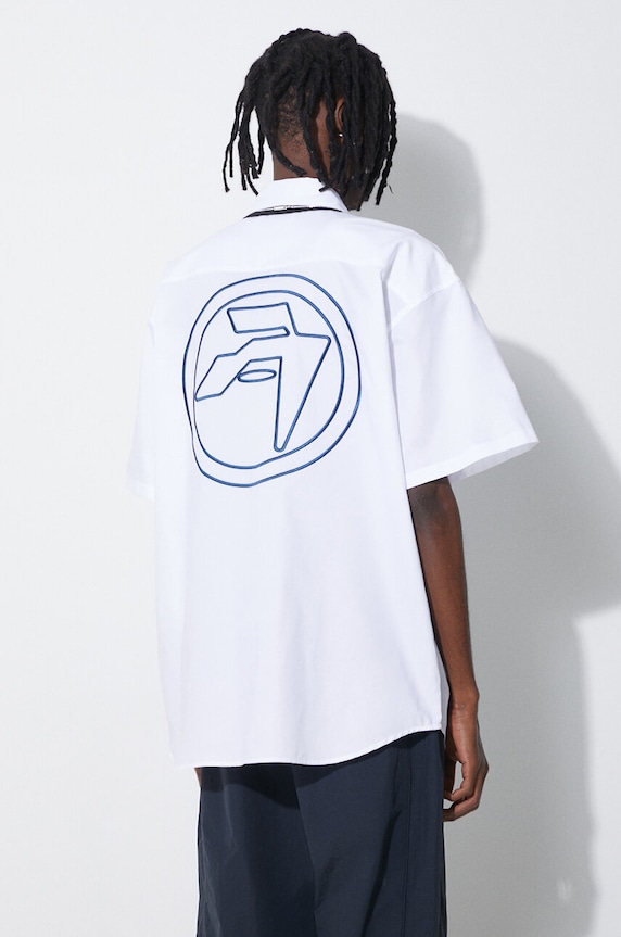 Odjeća Pamučna košulja AMBUSH Circle Emblem S/S Shirt BMGG001S24FAB0010145 bijela