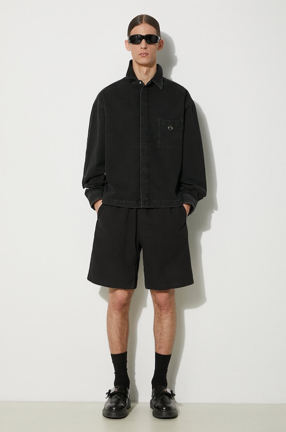 AMBUSH camasa din bumbac Boxy Fit Longleeve Denim Shirt BMYD002S24DEN0011100 negru SS24
