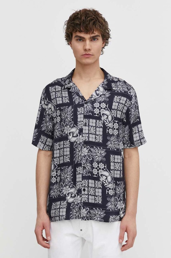 Košeľa The Kooples regular tmavomodrá HCCC28059K