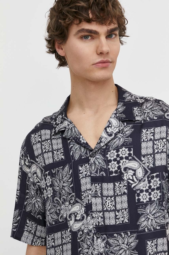 Košeľa The Kooples tmavomodrá HCCC28059K