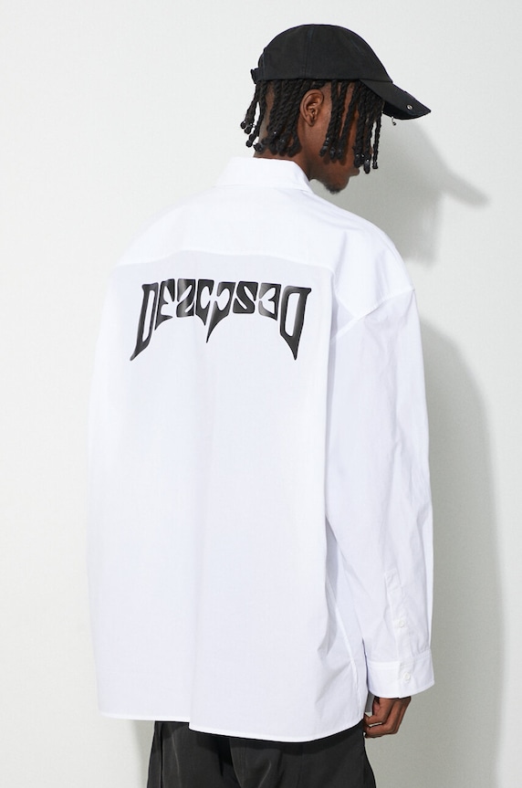 Памучна риза 032C 'Psychic' Wide Shoulder Shirt свободна бял SS24.W.0022
