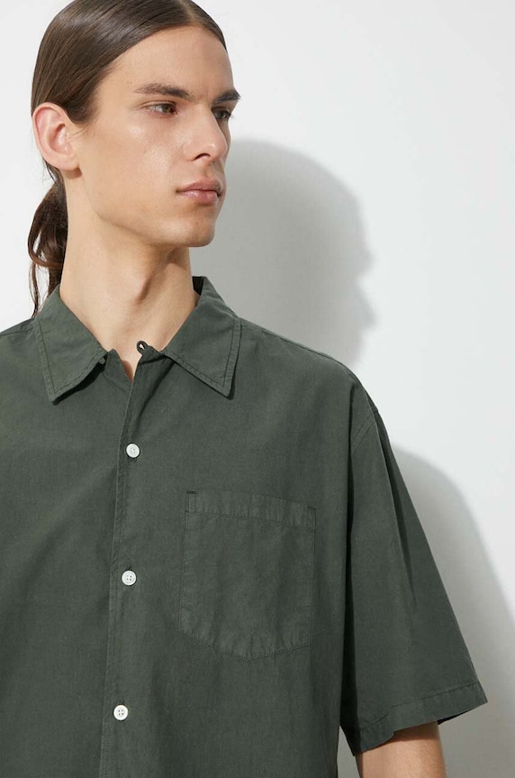 Norse Projects koszula Carsten Cotton Tencel N40.0579.8022 zielony