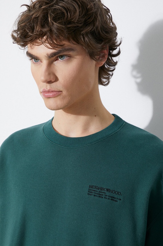 Хлопковая кофта NEIGHBORHOOD Plain 241FPNH.CSM01 зелёный