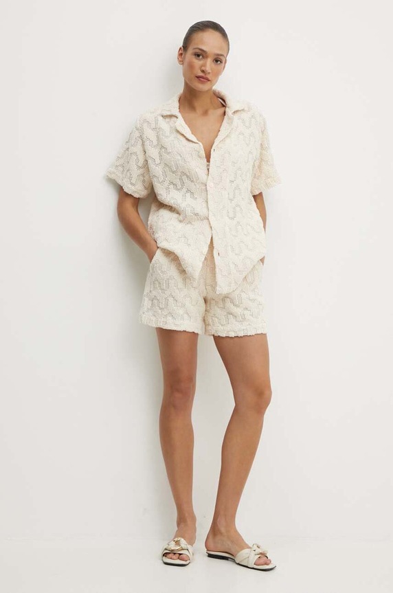 OAS camicia in cotone beige 7013