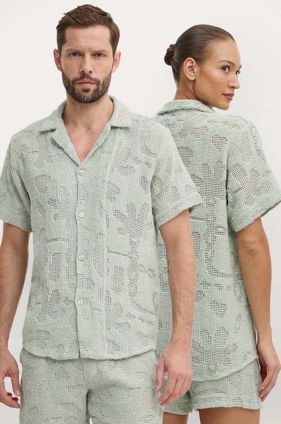 OAS koszula bawełniana bawełna zielony 7013