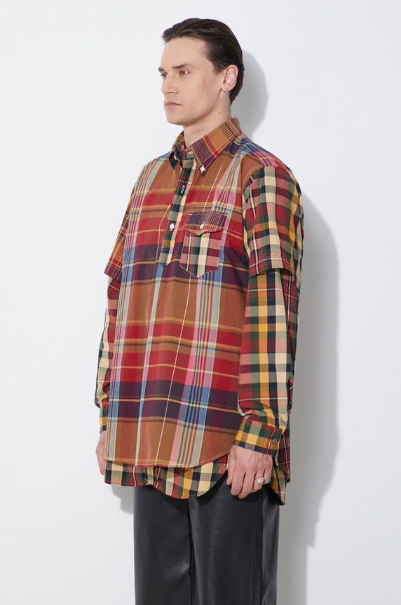 Bavlnená košeľa Engineered Garments Popover BD červená OR013.ES060