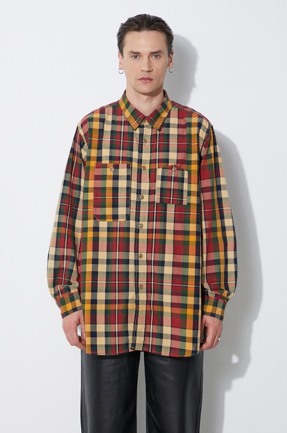 Памучна риза Engineered Garments Work свободна зелен OR029.ES058