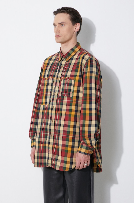 Памучна риза Engineered Garments Work зелен OR029.ES058