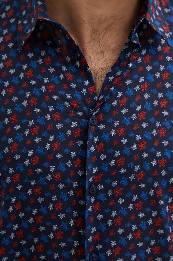 Vilebrequin camicia in cotone CARACAL CCAAV239 blu navy SS24