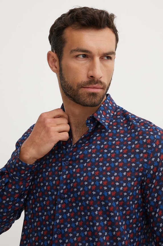 Vilebrequin camicia in cotone CARACAL CCAAV239 blu navy