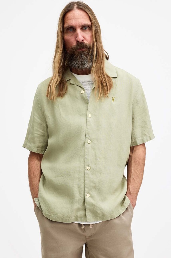 Риза AllSaints AUDLEY SS SHIRT свободна зелен M016SA