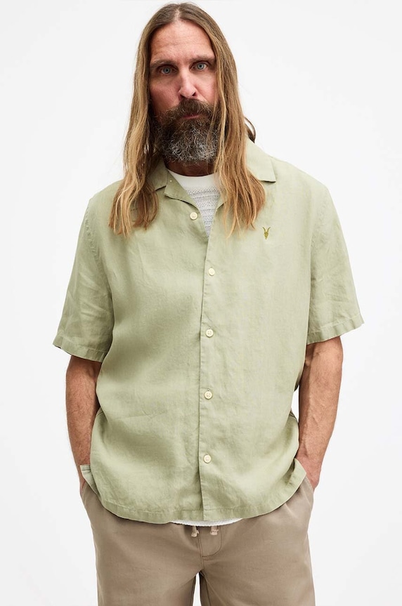 Риза AllSaints AUDLEY SS SHIRT свободна зелен M016SA