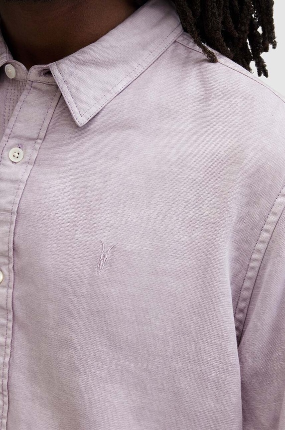 AllSaints koszula z lnem LAGUNA LS SHIRT MS540Z różowy AW24