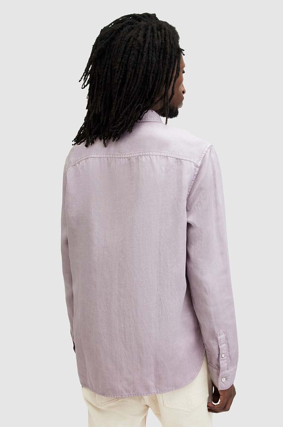 Odzież AllSaints koszula z lnem LAGUNA LS SHIRT MS540Z różowy