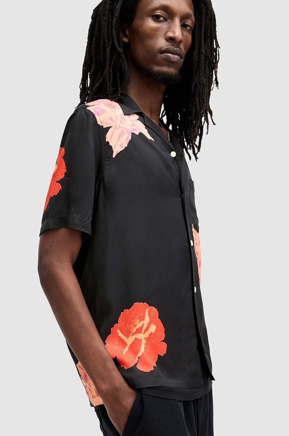 Πουκάμισο AllSaints ROZE SS SHIRT μαύρο M033SA